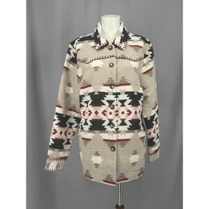 Idyllwind Jacket Womens Medium Aztec Wool Blend Button Western Blanket Coat